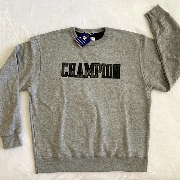 #44 NWT | Champion | Men's Powerblend Crewneck Sweatshirt | Light Gray | Large - Picture 2 of 9